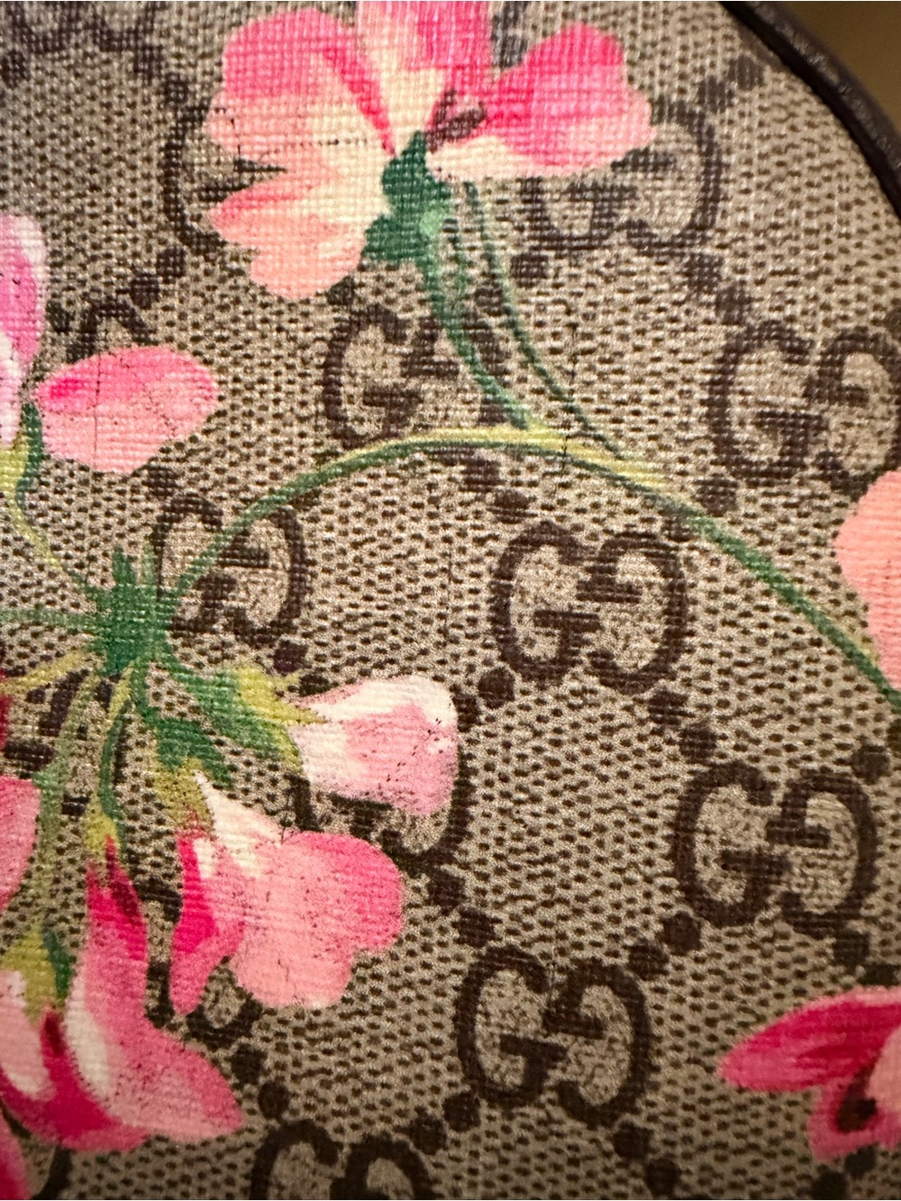Gucci Beige GG Monogram Crossbody with Pink Floral Print - Picture 3 of 14
